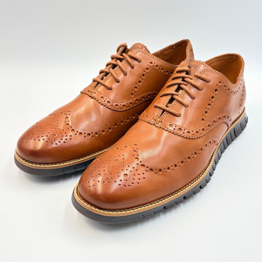Cole Haan Zerogrand Wingtip Oxford British Tan Leather C29411 Mens 10.5 M